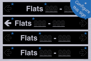 Four Flat Directional Section Black background Transparent text